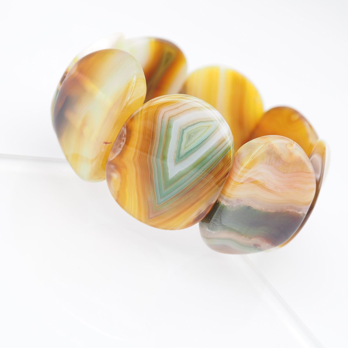 F381 アゲート 瑪瑙 メノウ ブレスレット 大ぶり マルチカラー デザイン拍卖