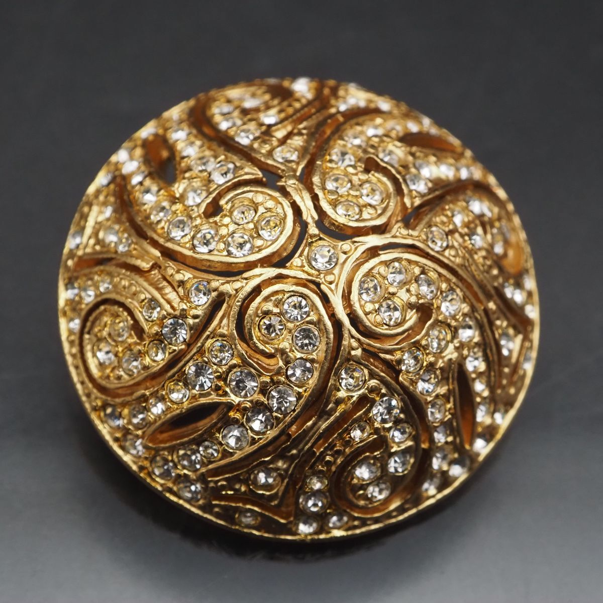 F594 ブローチ ラインストーン ゴールド デザイン コスチュームジュエリー拍卖