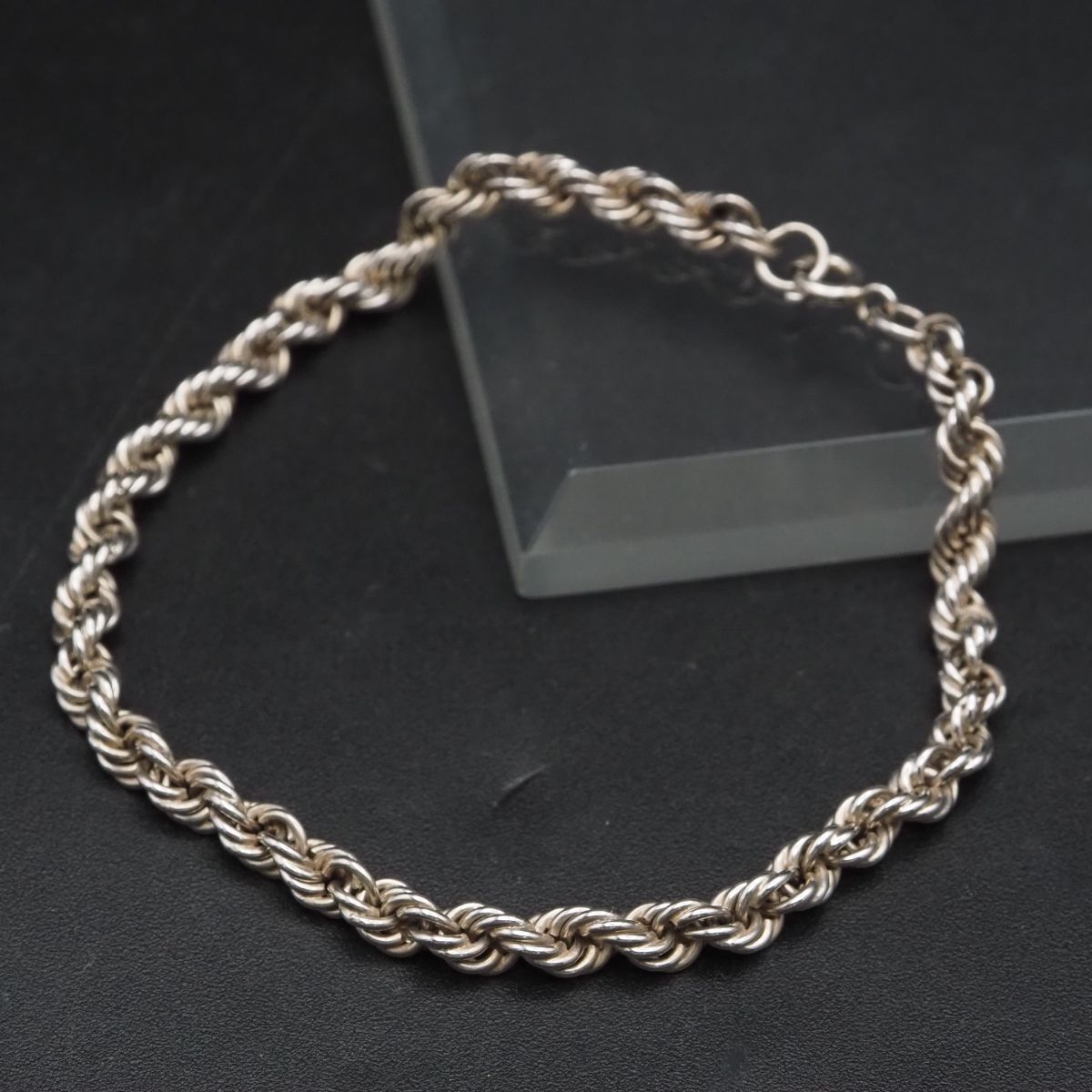 F652 ヴィンテージ 925刻印 ブレスレット ロープチェーン デザイン シルバー拍卖