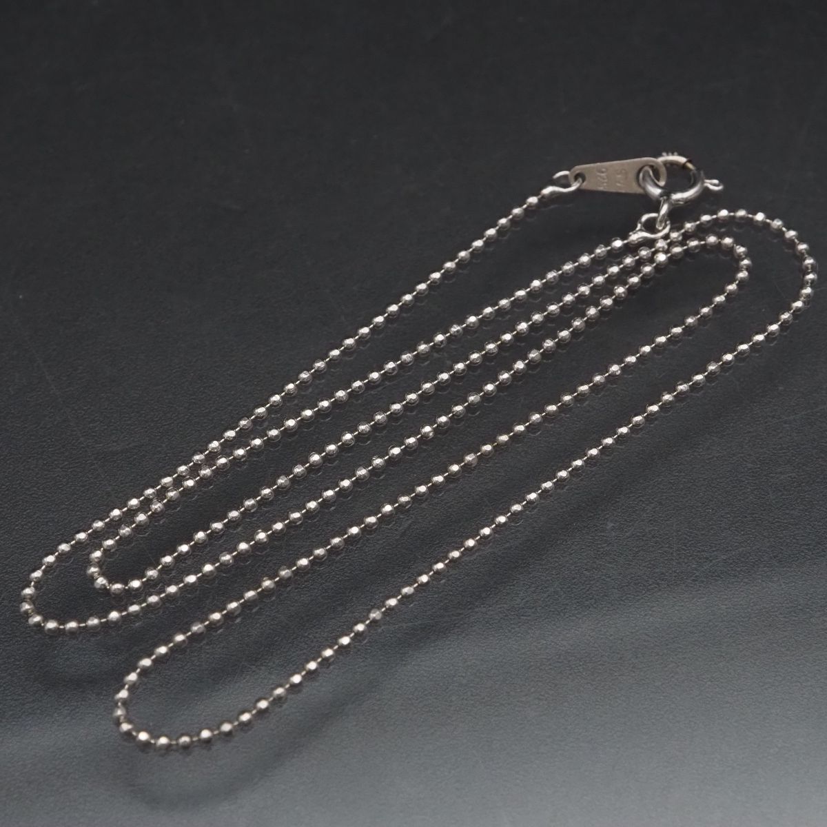 F613 ヴィンテージ SV925刻印 ネックレス カットボールチェーン デザイン シルバー拍卖