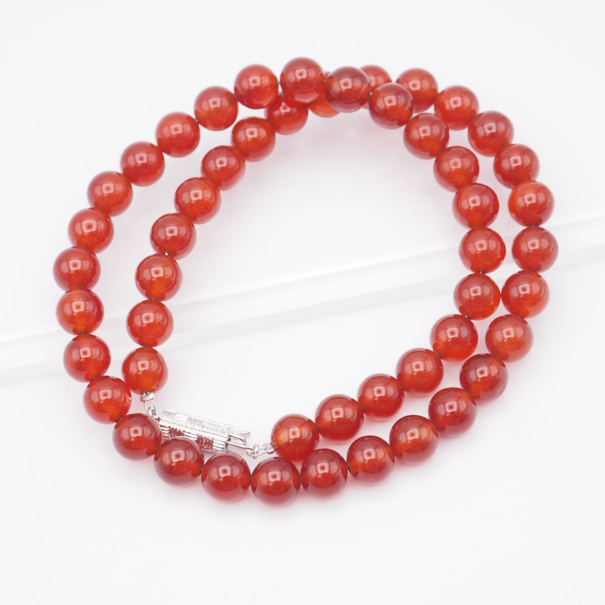 F673 レッドアゲート 赤瑪瑙 8.3mm珠 メノウ SV925刻印 ネックレス デザイン シルバー拍卖