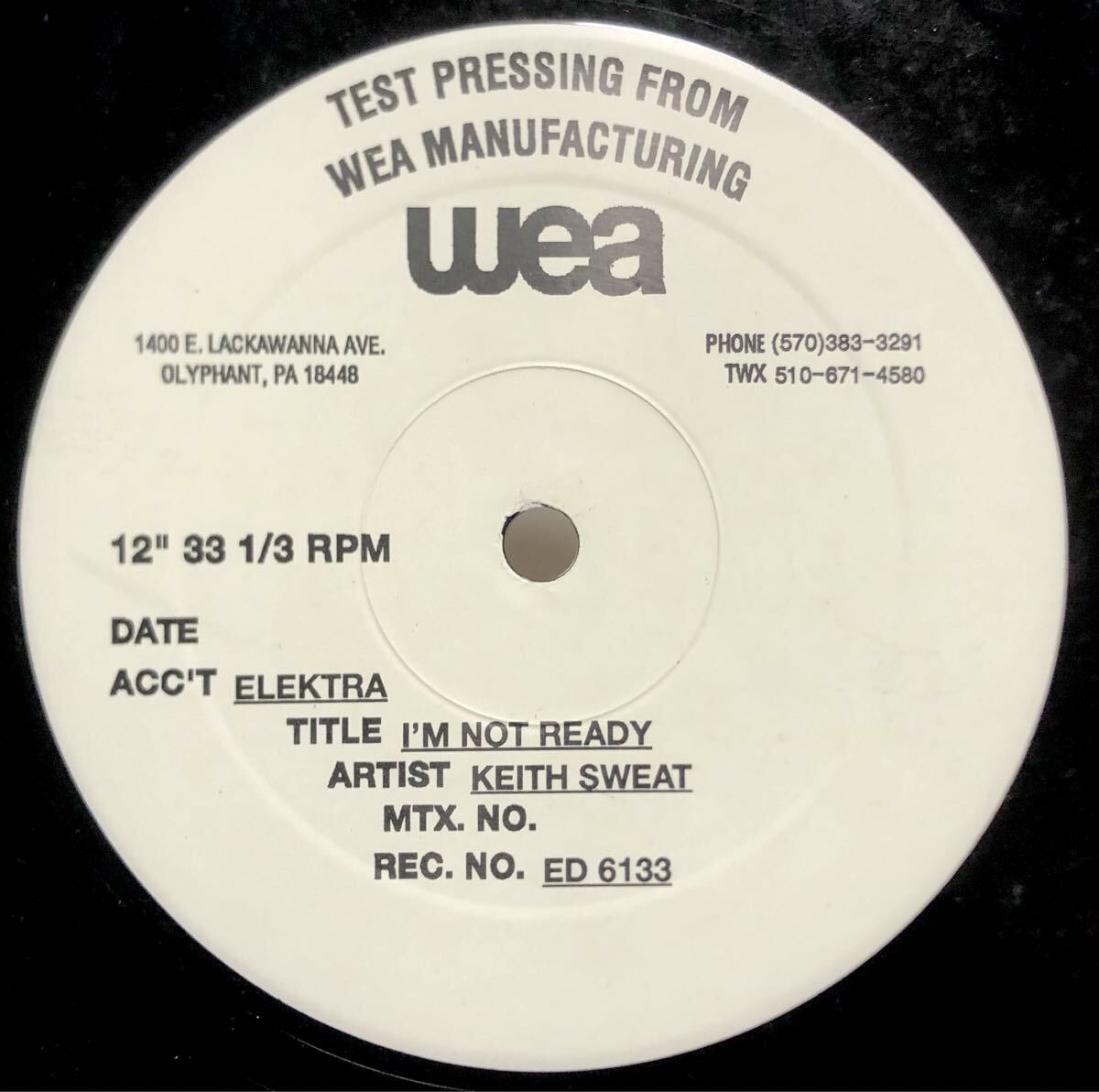 レア 正規なし Test Press Promo 1998 Keith Sweat / I'm Not Ready Original US Promo 12 Elektra ED 6133 90s RnB 絶版 拍卖