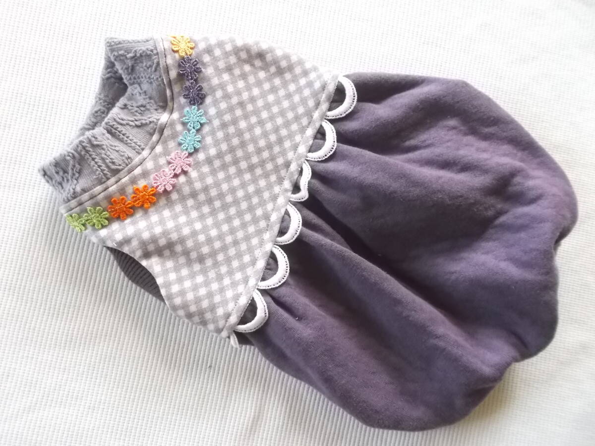 ★胴34cm★パープルチェック・紫のバルーン風ワンピース拍卖