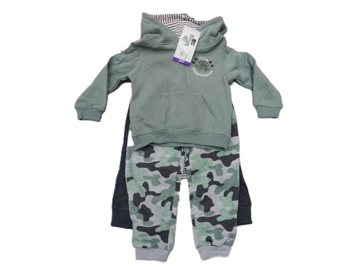 H-091A 新品 4点セット Headquarters Kids 男の子 ベビー 24M(83~86㎝)18~24か月 裏起毛 パーカー 上下 / ロンパース / パンツ まとめて拍卖