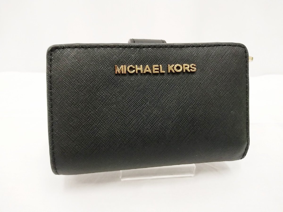 MICHAEL KORS マイケルコース 二つ折り財布 35F7GTVF2LBLK ブラック 黒 レザー /名古屋発9-94△拍卖