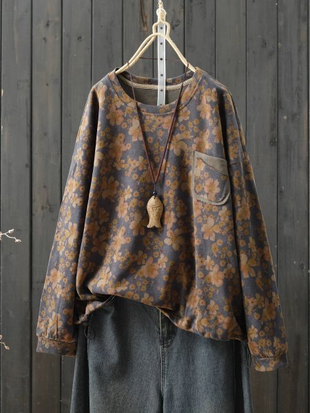 zy 2509 綿100% チュニック チュニック トップス 綿100% ゆったり フリーサイズ ナチュラル 裾ゴム調整可能 プリント花柄3拍卖