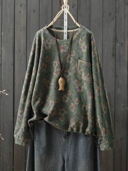 zy 2509 綿100% チュニック チュニック トップス 綿100% ゆったり フリーサイズ ナチュラル 裾ゴム調整可能 プリント花柄1拍卖