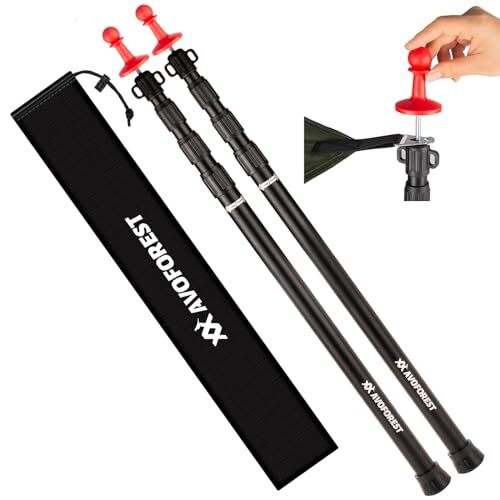 ブラック タープポール AVOFOREST 伸縮式 【強化されたロック構造】 テントポール アルミ製 直径31mm (高さ88~2拍卖