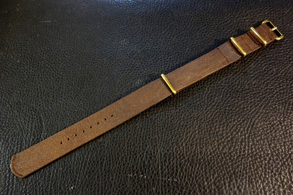 ◆Leather NATO G10Strap◆高品質国産本牛革キップレザー アンティークブロンズ CustomOrder(ラグ幅/バックルカラー)受注生産 腕時計ベルト拍卖
