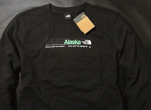 本物正規◆ノースフェイス◆トレーナー クルー スウェット CITY CREW ALASKA■XL■黒 /アラスカ■新品 アメリカ限定/裏地起毛/H13拍卖