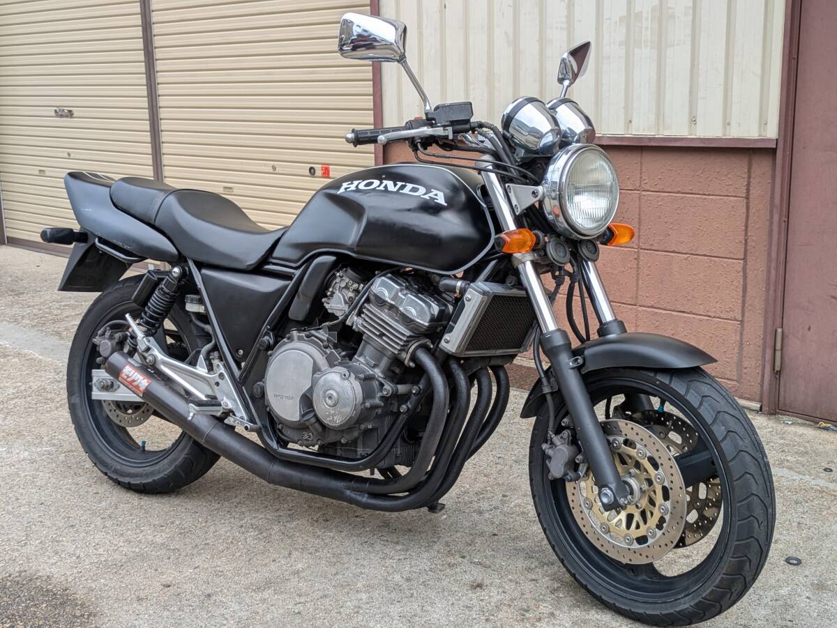 大阪堺発 ホンダ CB400SF NC31 黒 艶消し マットブラック 社外 リアサス モリワキ ショート管 マフラー スーフォア HONDA スーパーフォア拍卖