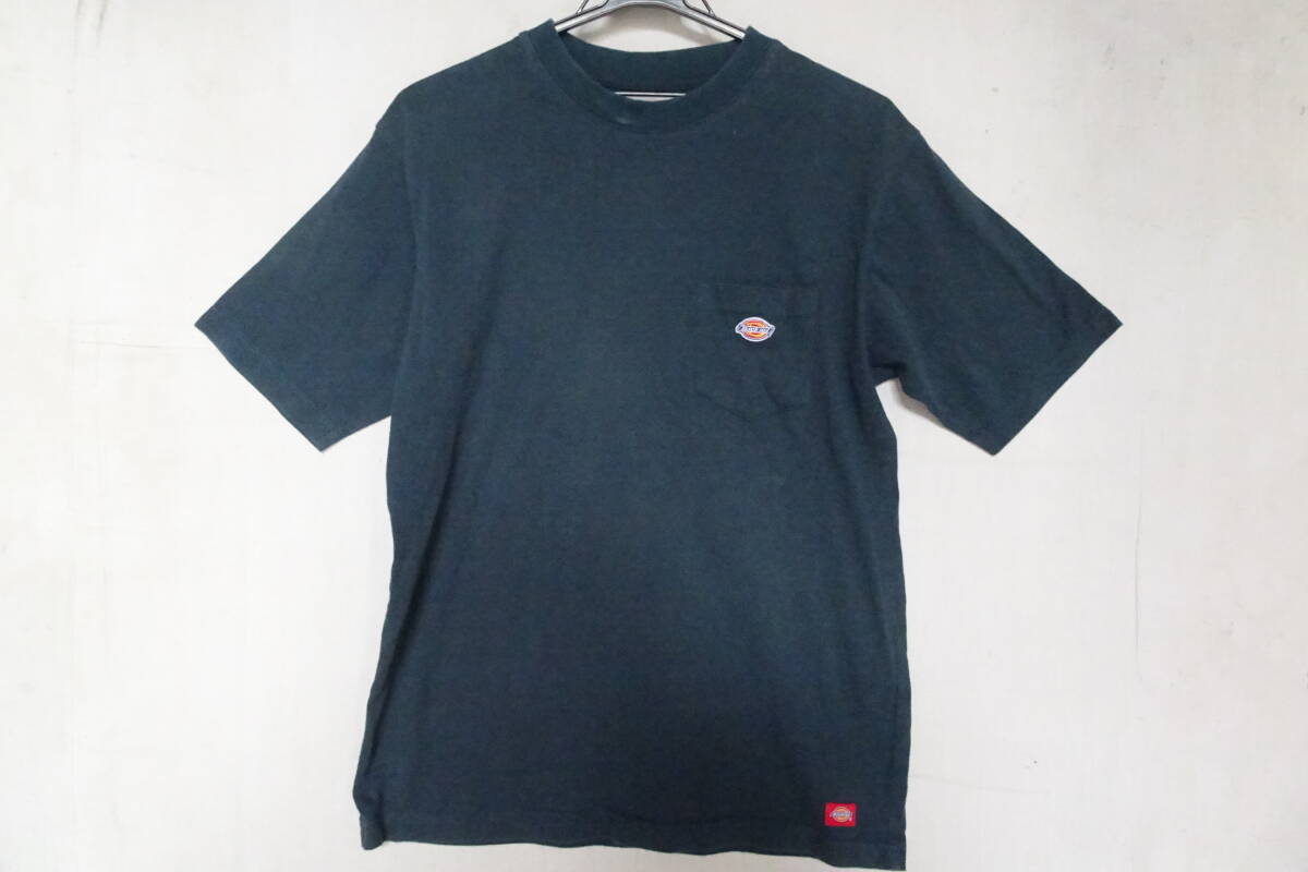 Dickies/ディッキーズ/半袖Tシャツ/クルーネック/左胸ポケット/ロゴししゅうワッペン/深緑/ダークグリーン/Mサイズ(9/5R7)拍卖