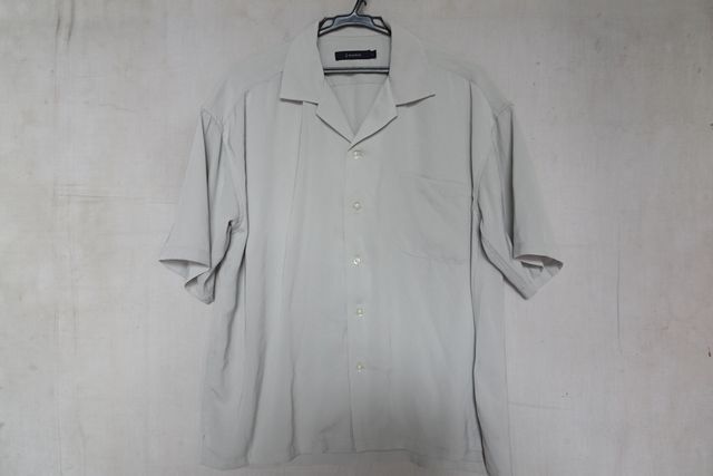RAGEBLUE/レイジブルー/半袖シャツ/オープンカラーシャツ/柔らかい素材/左胸ポケット/裾サイドスリット/ライトグレー/Lサイズ(9/5R7)拍卖