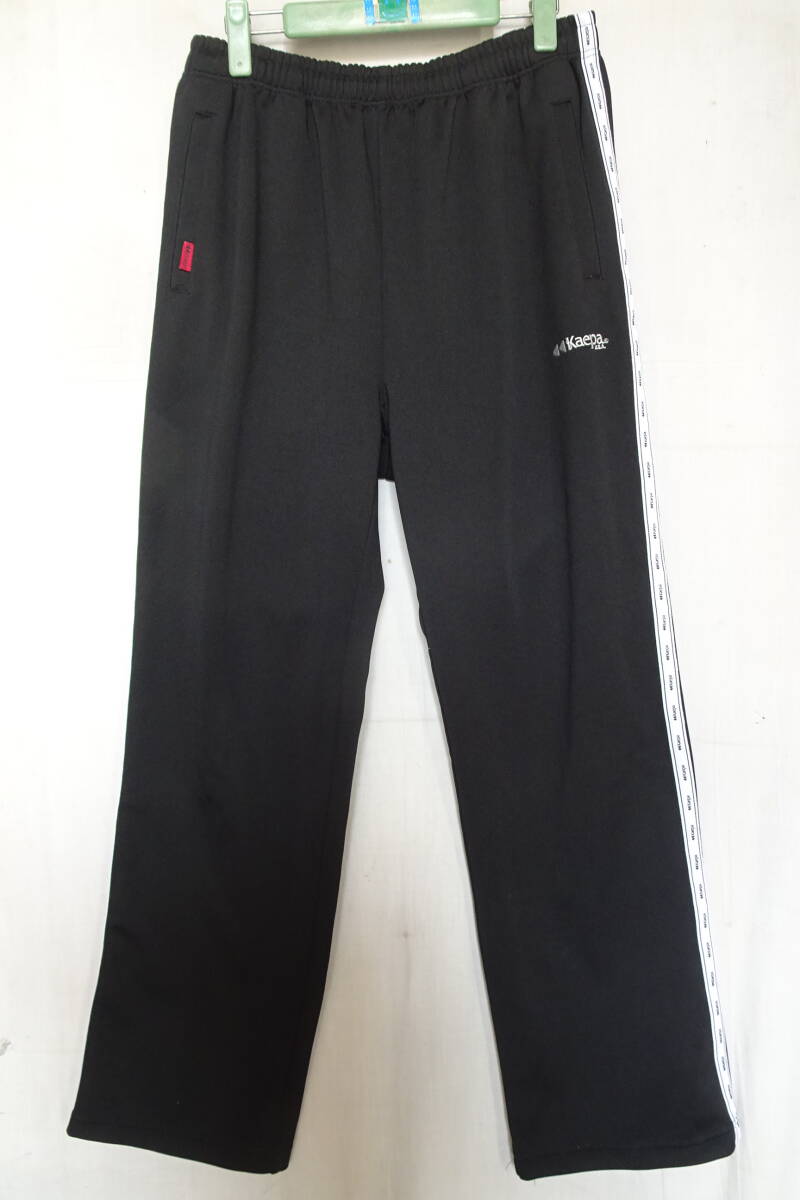Kaepa/ケイパ/トラック長パンツ/ジャージ素材/脇ロゴ入白ラインテープ/ロゴししゅう/スポーツ/黒/ブラック/Lサイズ(9/8R7)拍卖