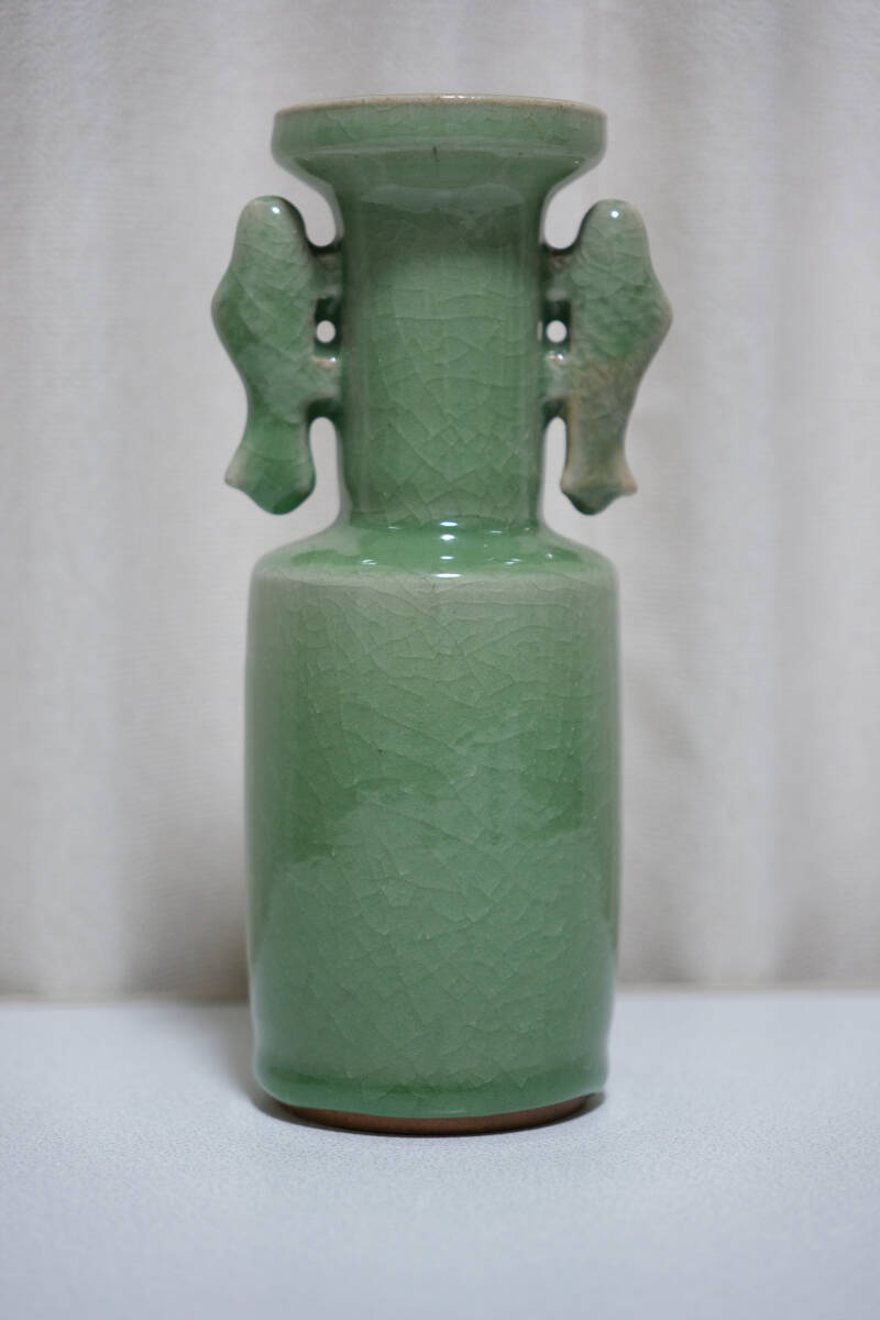 中国古美術 唐物 天龍寺 龍泉青磁 魚耳瓶拍卖