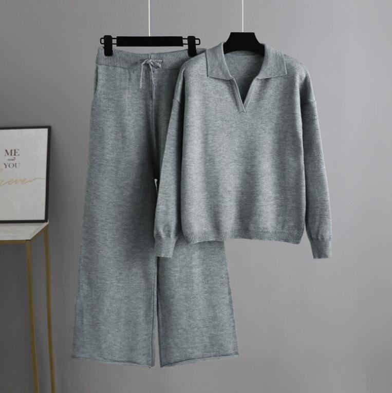 344 パンツスーツladiesレディース ◇ 魅惑Styleセクシー ◇ニット素材 秋冬 上質 厚手 グレー拍卖