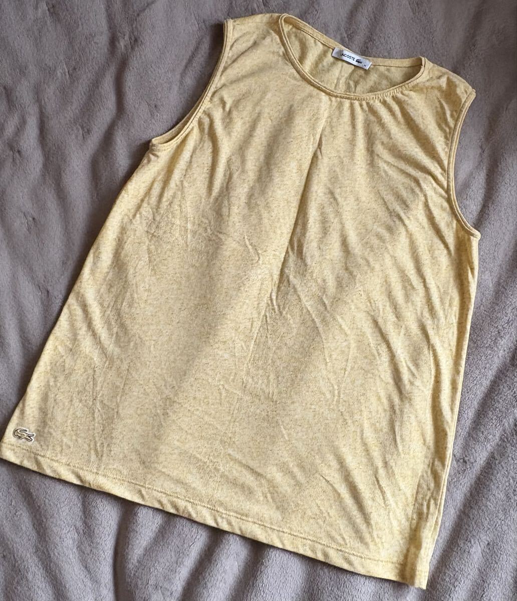 ◇LACOSTE ラコステ ワニ刺繍 タンクトップ 40サイズ イエロー◇ノースリーブ トップス◇拍卖