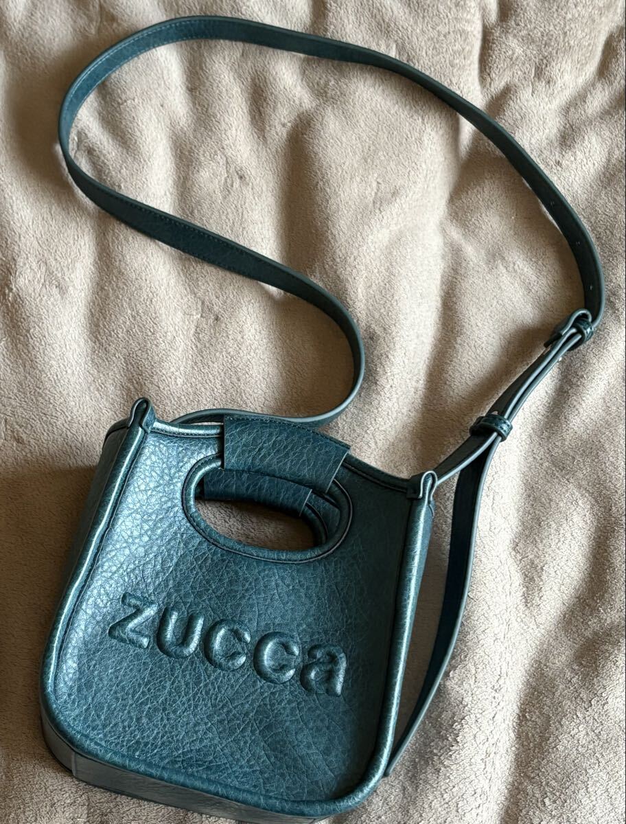 ◇美品◇zuccaズッカ エンボスロゴ ショルダーバッグ グリーン サンプル品◇ 2way 斜めがけ ハンドバッグ◇拍卖