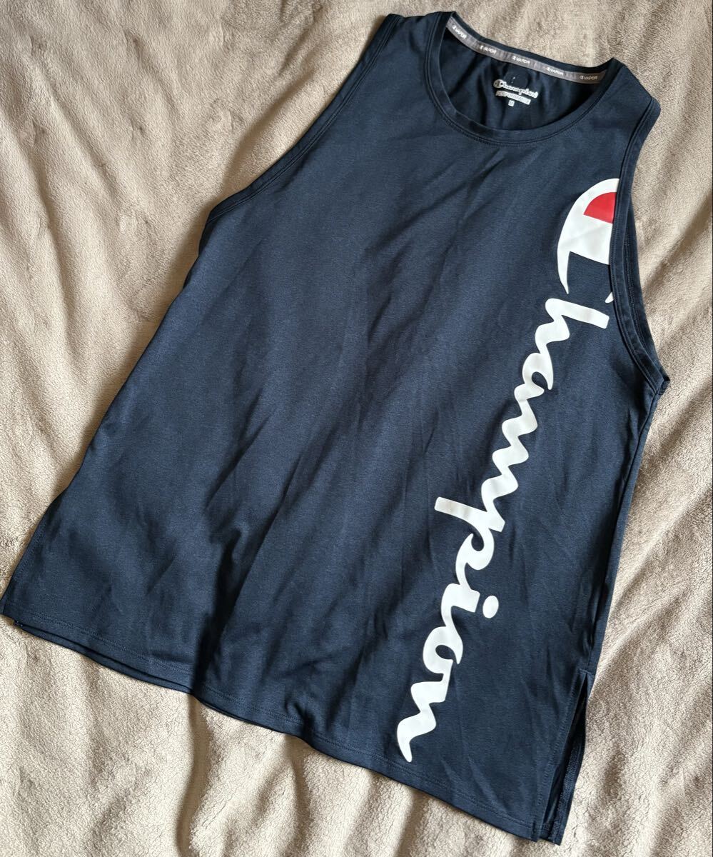 ◇Championチャンピオン ノースリーブ タンクトップ ネイビー レディースMサイズ◇フィットネスウェア 吸水速乾◇拍卖