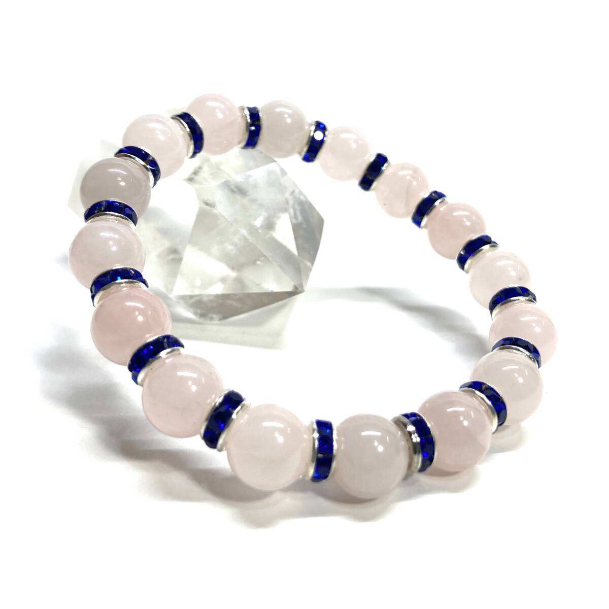 ローズクォーツ パワーストーン ブレスレット 8mm 天然石ブレス (D.ブルー) /開運 浄化 美・愛・癒し 恋愛運 効果 レディース 通販 ピンク拍卖