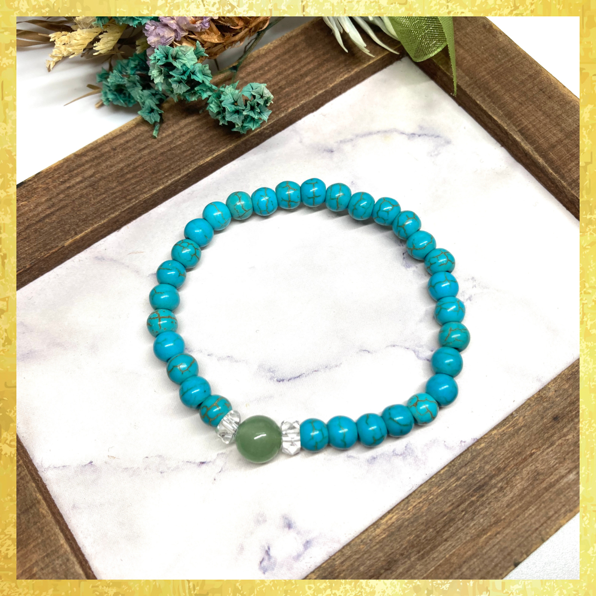 【SALE・送料無料・即決】アベンチュリン&ターコイズ ブレスレット パワーストーン 8mm×6mm / メンズ レディース 男性 女性 お守り拍卖