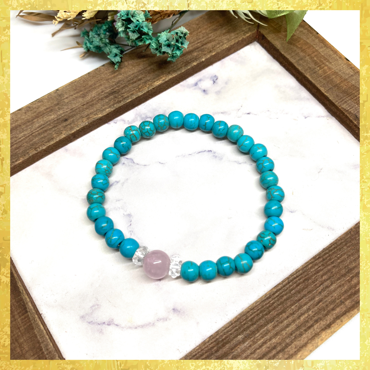 【SALE・送料無料・即決】クンツァイト&ターコイズ ブレスレット パワーストーン 8mm×6mm / メンズ レディース 男性 女性 お守り拍卖