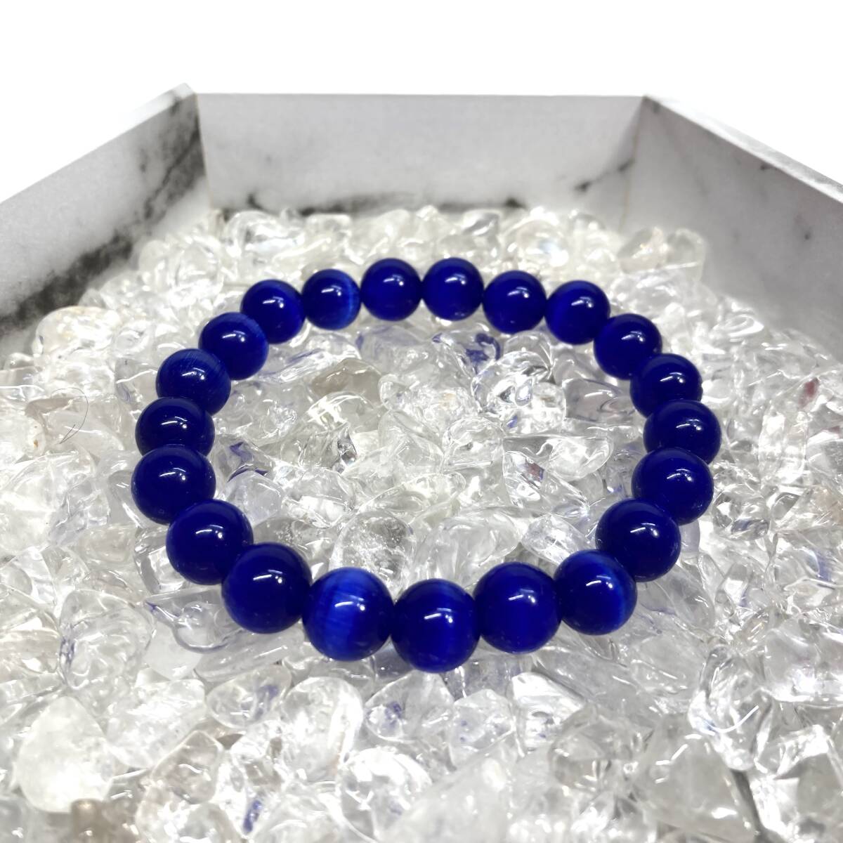 キャッツアイ(ダークブルー) パワーストーン ブレスレット 10mm (シンプル) 数珠ブレス メンズ・レディース 男性 女性 幸運 開運 浄化拍卖