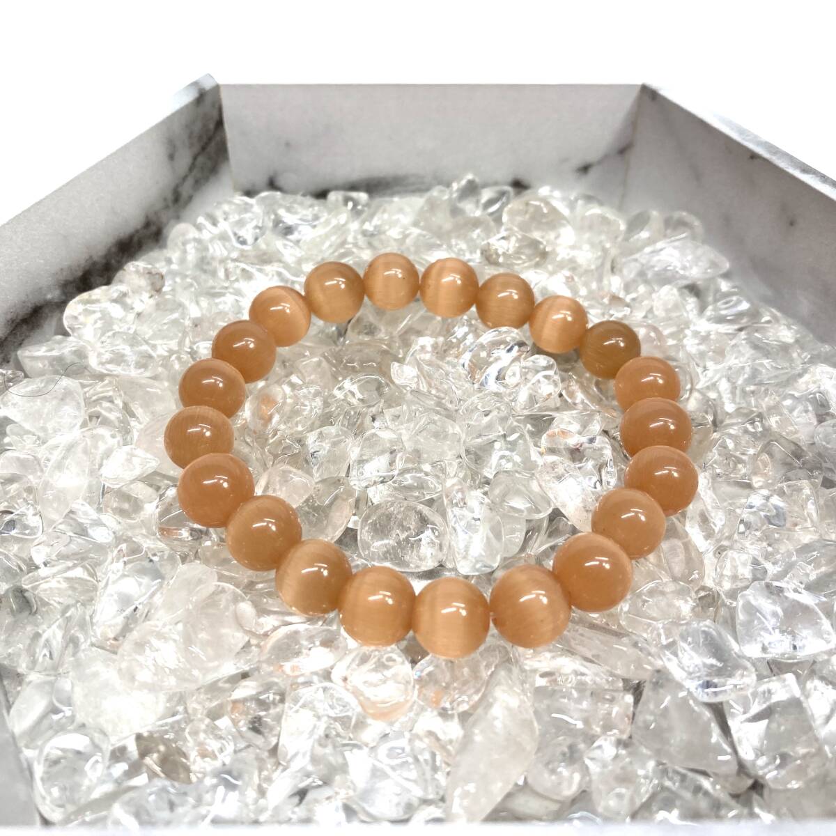 キャッツアイ(オレンジ) パワーストーン ブレスレット 10mm (シンプル) 数珠ブレス メンズ・レディース 男性 女性 幸運 開運 浄化拍卖