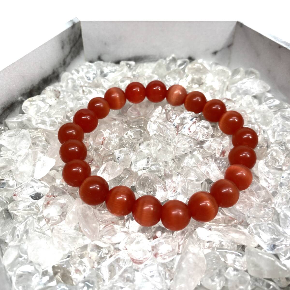 キャッツアイ(レッド) パワーストーン ブレスレット 10mm (シンプル) 数珠ブレス メンズ・レディース 男性 女性 幸運 開運 浄化拍卖