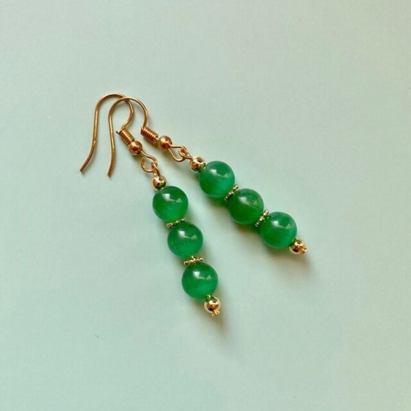 キャッツアイ ピアス(グリーン) フックピアス 8mm (シルバー) イヤリング、樹脂フック変更可 樹脂ピアス シンプル ハンドメイド拍卖