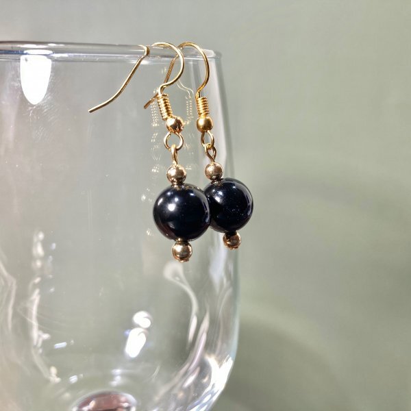ヘマタイト ピアス 一粒フックピアス 10mm (ゴールド) イヤリング 樹脂フック変更可 樹脂ピアス シンプル パワーストーン 天然石拍卖