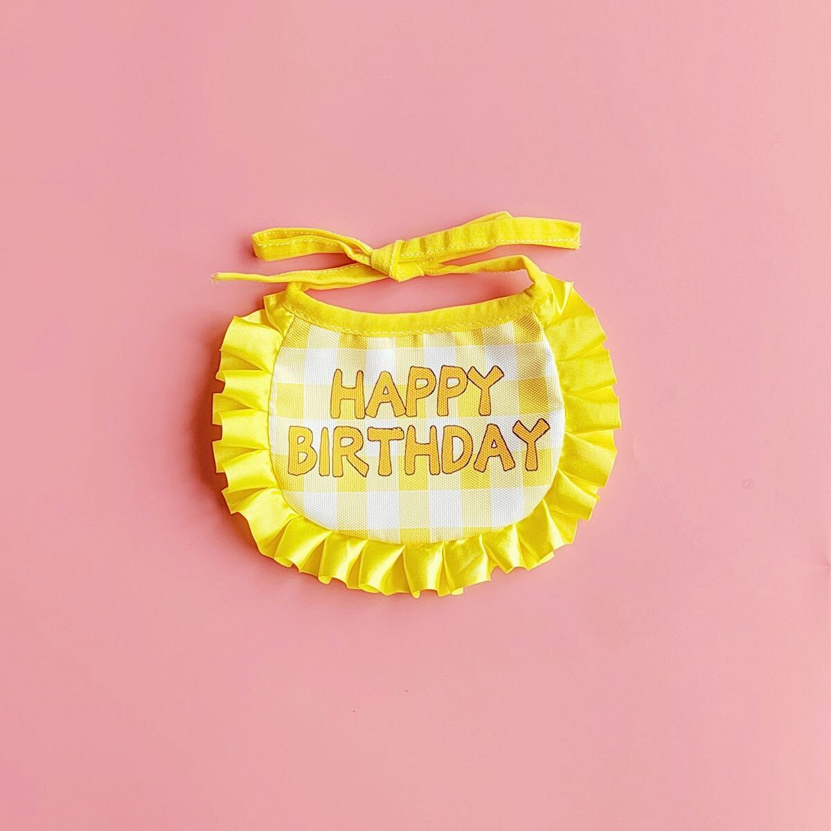 【イエロー】HAPPY BIRTHDAY スタイ バンダナ 赤ちゃん 犬 猫拍卖