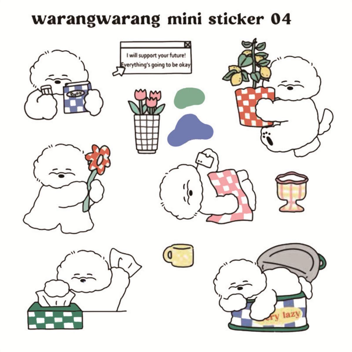 ビションフリーゼ イラスト ステッカー 韓国インスタ風 手帳 ノート スマホデコ拍卖