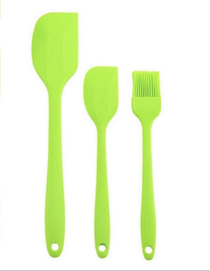 スパチュラ ヘラ ハケ クッキング用品調理製菓器具 緑 3点セット拍卖