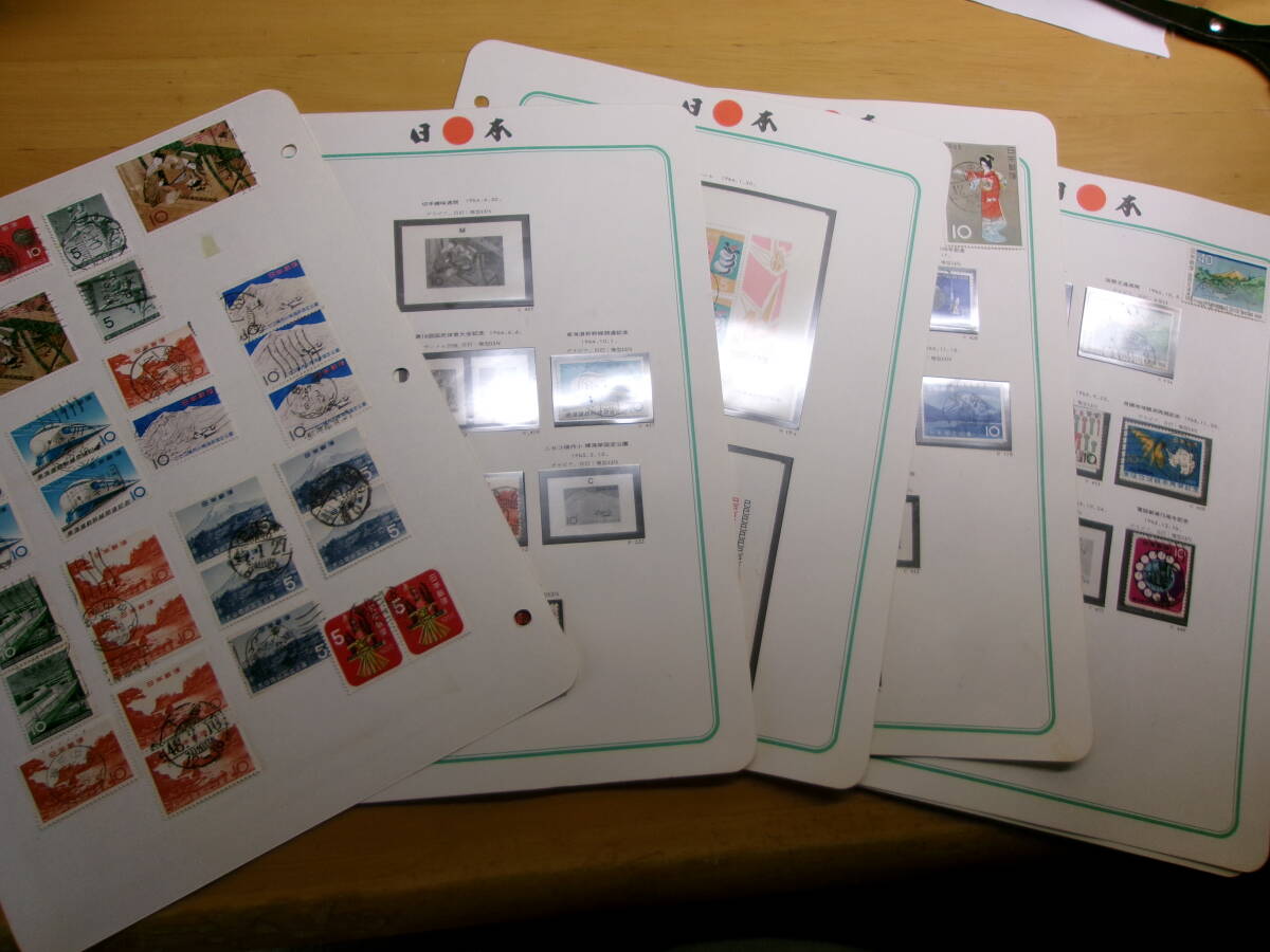 (R177)記念切手1964~66 消印ロット リーフ拍卖
