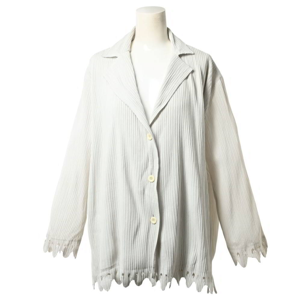 ISSEY MIYAKE カットワーク プリーツ ジャケット 3 グレー イッセイミヤケ KL4BALQH98拍卖