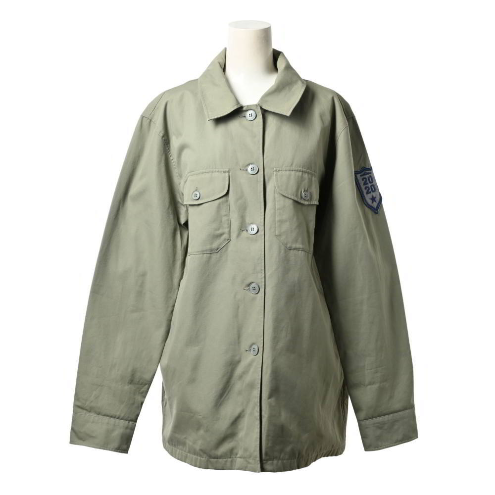 美品 agnes b. ワッペン付き コットン ワーク シャツ ジャケット 3 カーキ アニエスベー KL4BAULS97拍卖