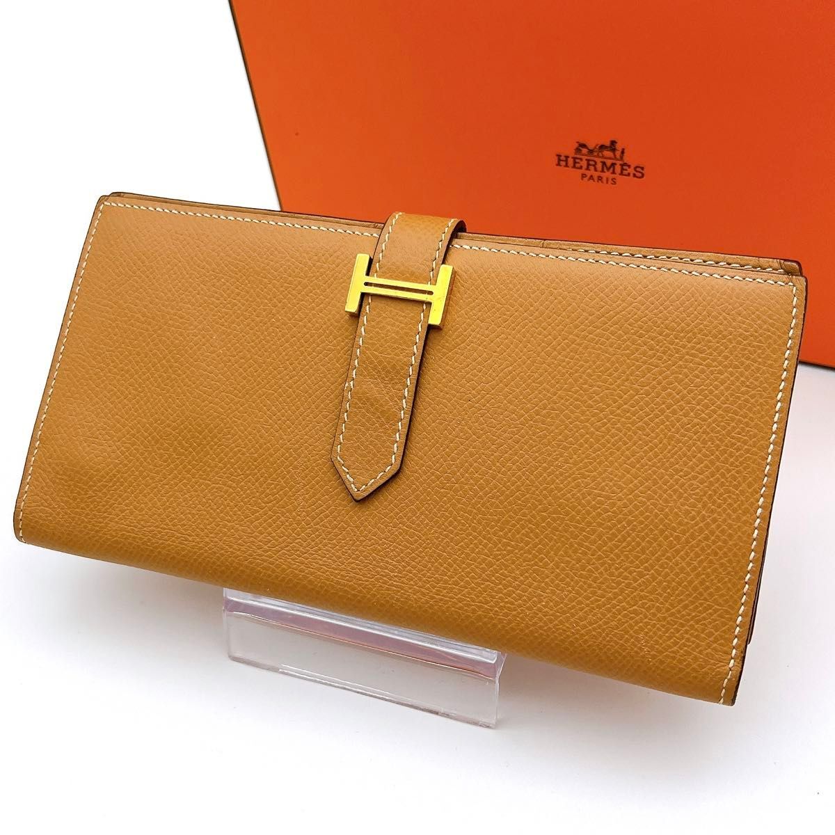 HERMES エルメス ベアン スフレ ブラウン ゴールド金具 長財布 A496拍卖