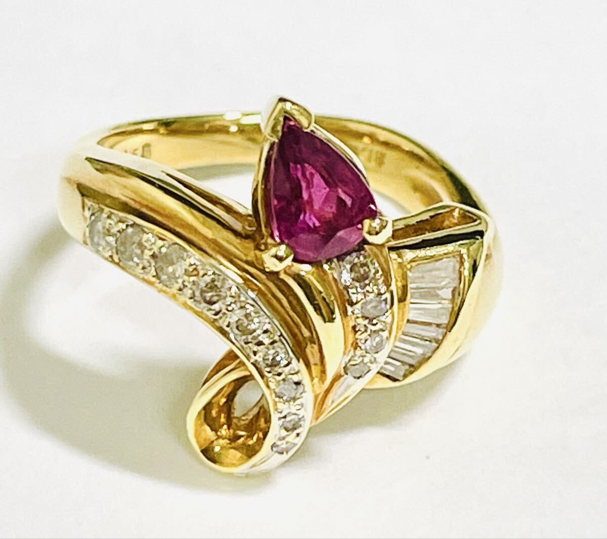 ☆K18 ルビー0.66ct&ダイヤリング 8号☆拍卖