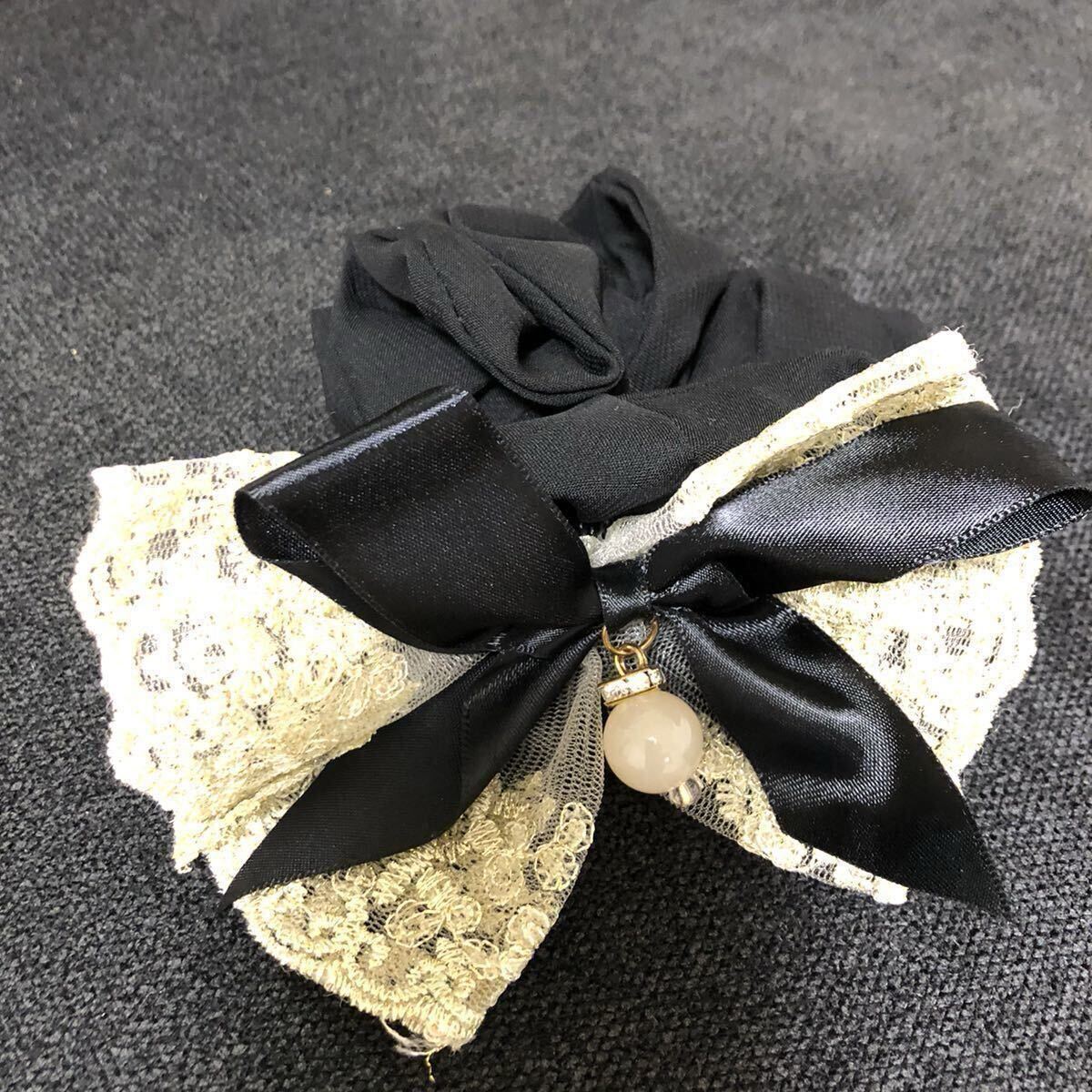 ヘアゴム シュシュ 綺麗 結婚式 二次会 卒業式 入学式 リボン ブラック拍卖