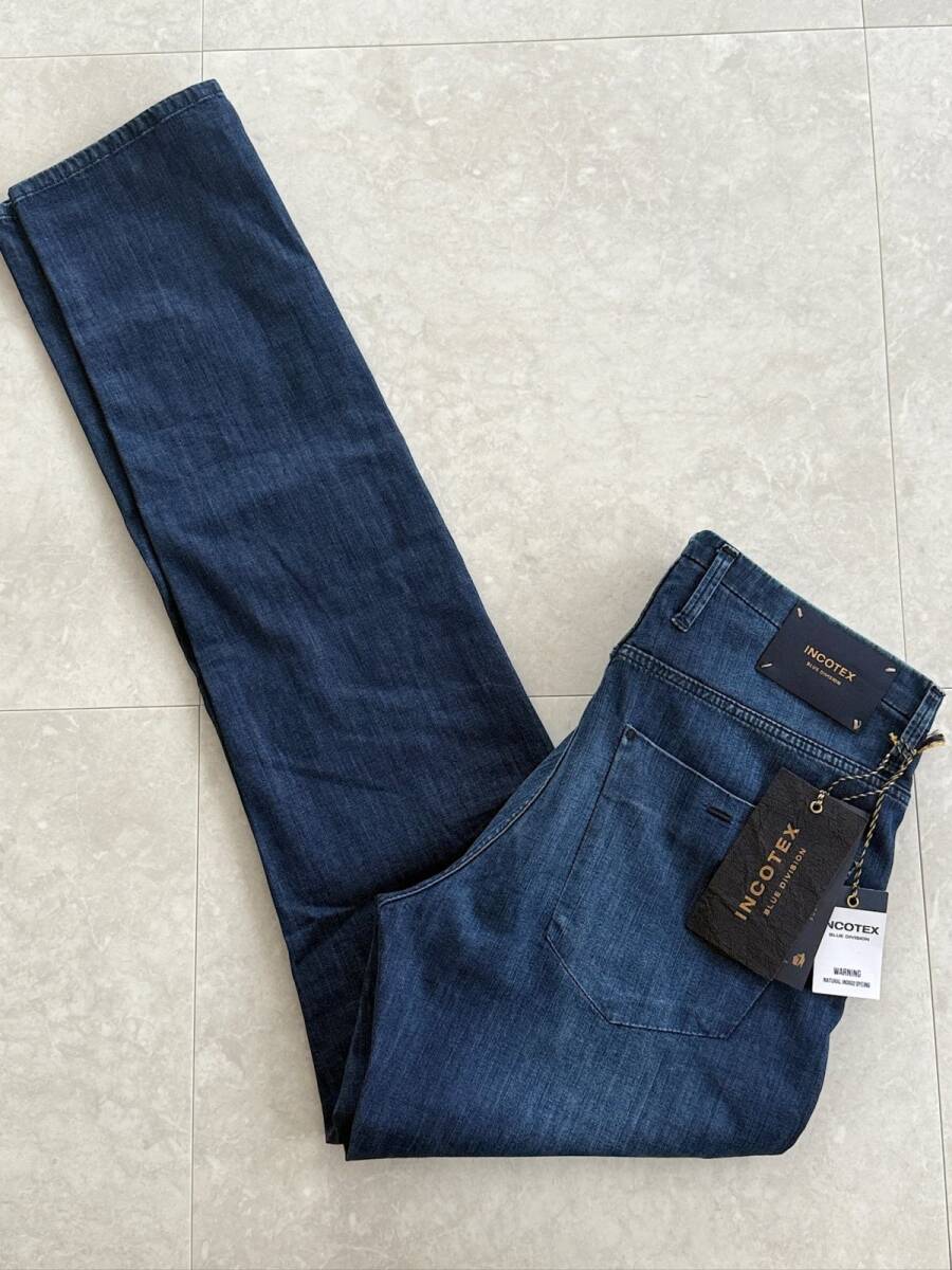 6589】新品6.8万【INCOTEX / インコテックス 30 通年 BLUE DIVISION 4者混デニム シームレスポケットストレッチジーンズ】インディゴ拍卖