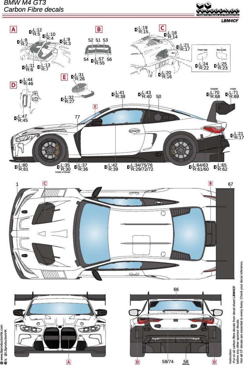 LB Production LBM4CF カーボンデカール BMW M4 AMG GT3 拍卖
