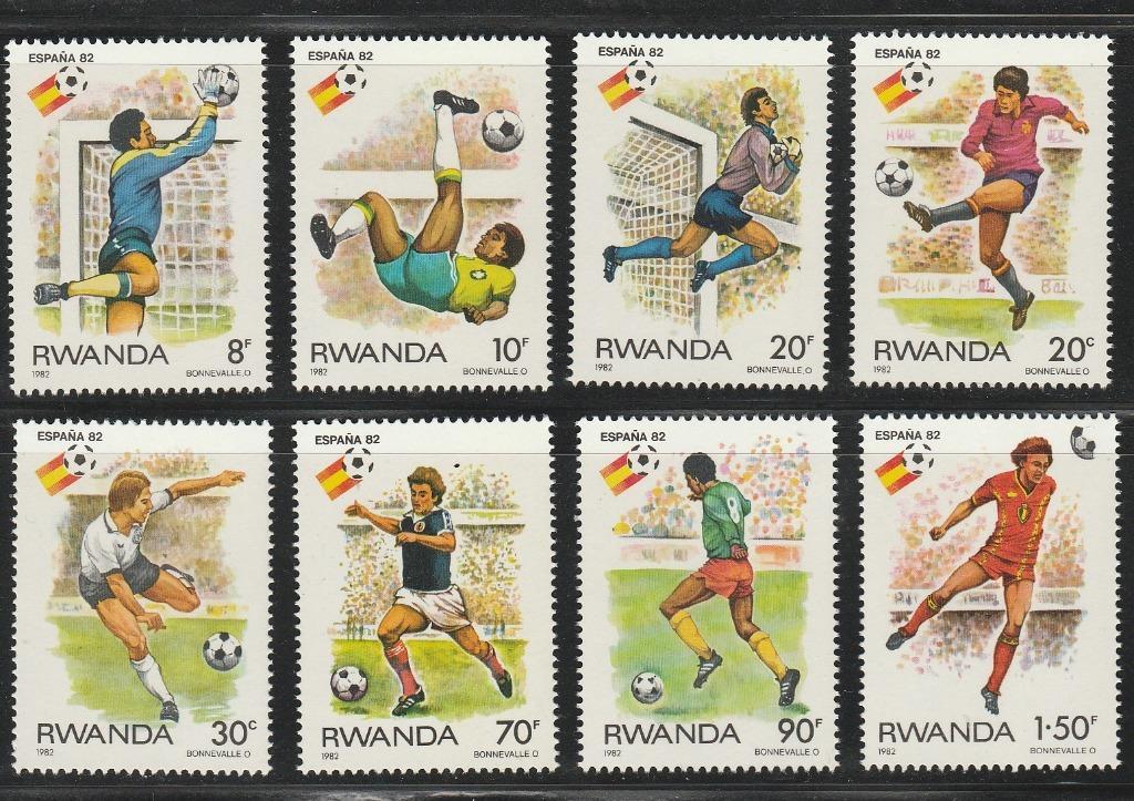(ルワンダ)1982年ワールドカップ8種完、スコット評価7.15ドル(海外より発送、説明欄参照)拍卖