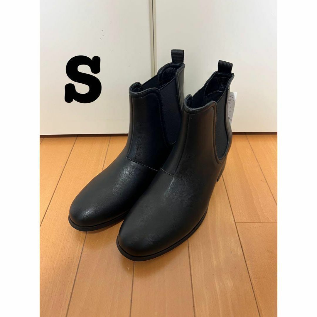 新品 スピンズ サイドゴア フェイクレザーヒールブーツ ブラック S拍卖