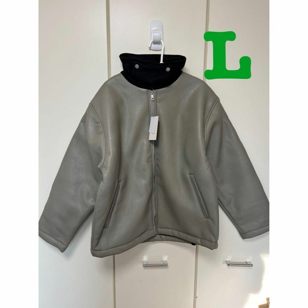 新品 ウェライズ ヘビー レザー オーバーサイズムートンジャケット グレー L拍卖