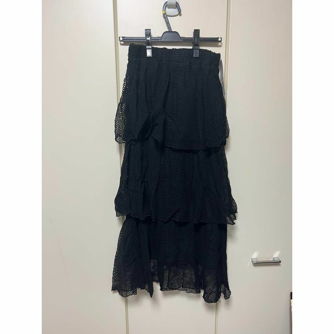 新品 CIAOPANIC メッシュティアードロングスカート ブラック拍卖