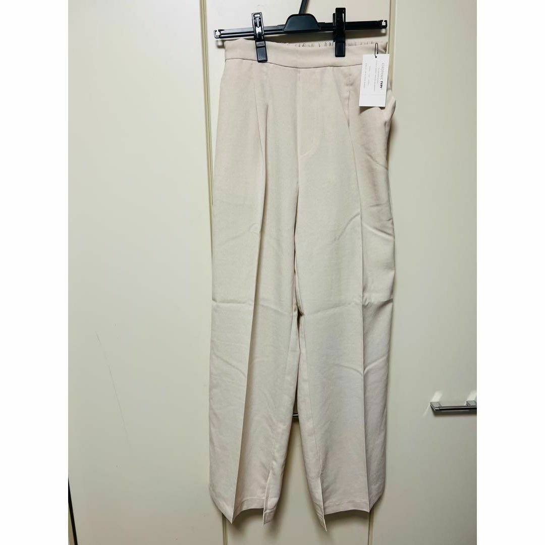 新品 チャオパニック テックリネンストレートタックワイドパンツ アイボリー M拍卖