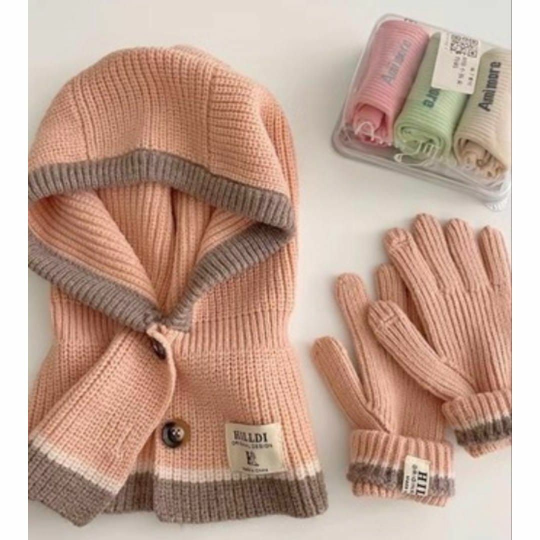 新品 REBALANCE バラクラバ 手袋セット ピンク拍卖