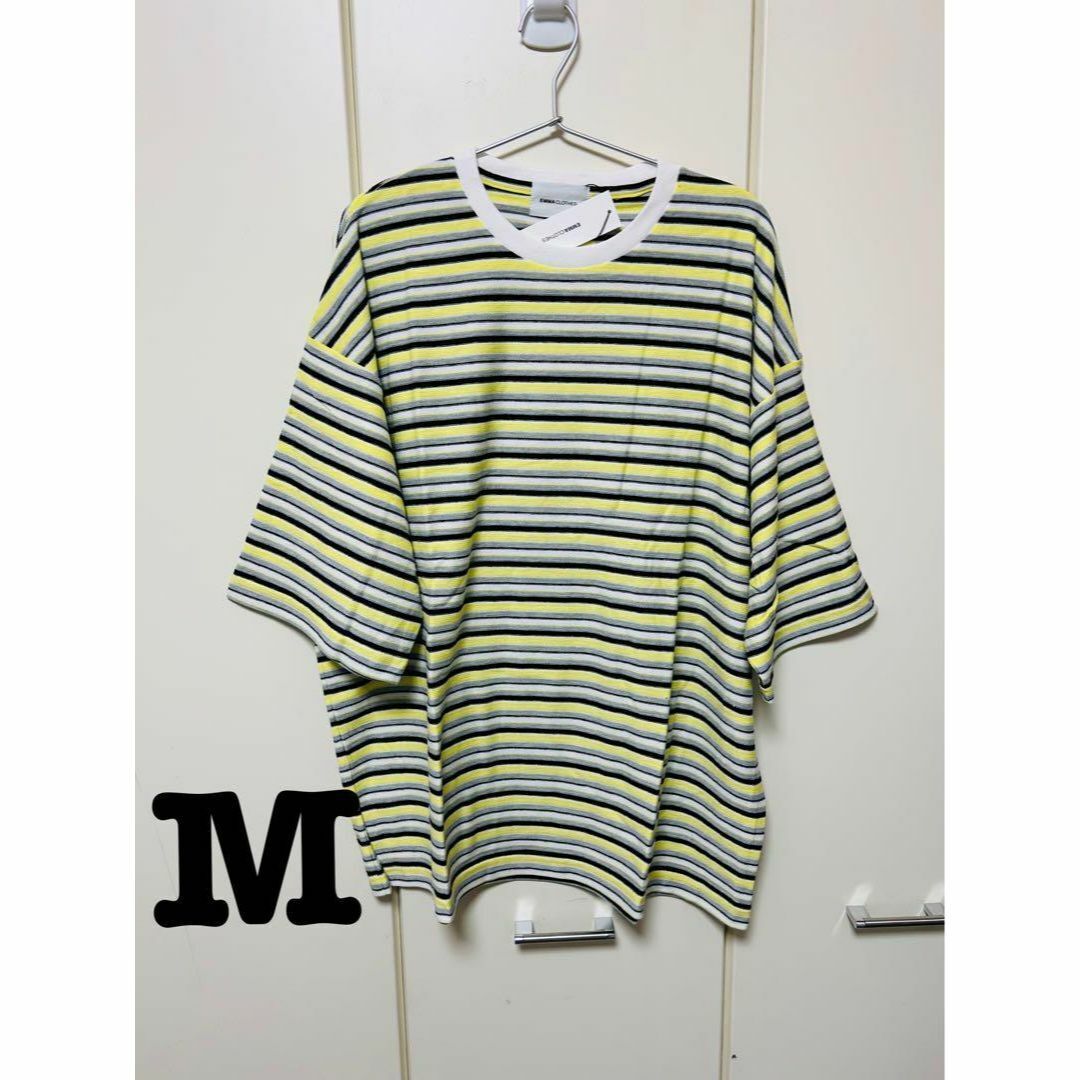 新品 EMMA CLOTHES サマーニットTシャツ ボーダー イエロー M拍卖