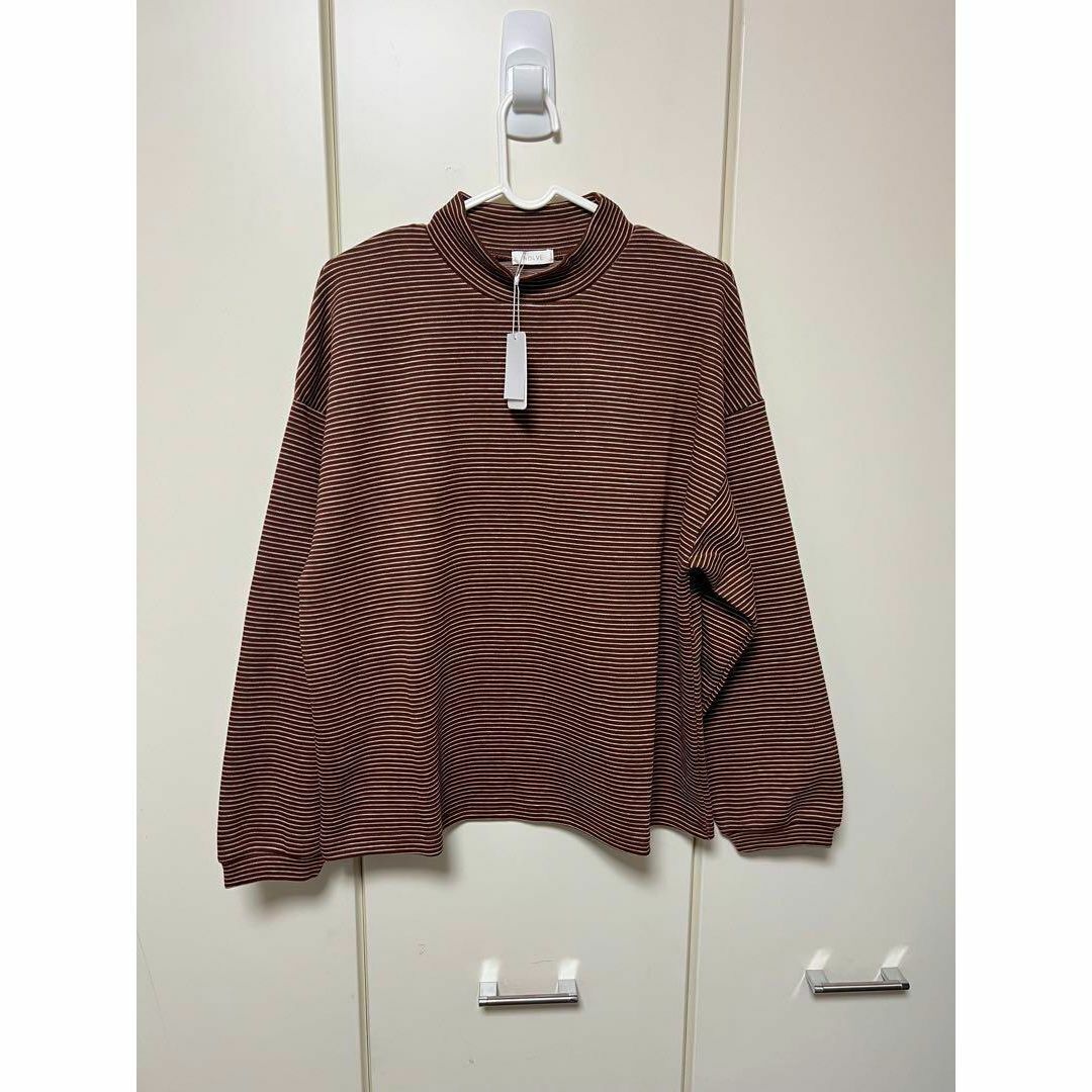 新品 INOLVE ミジンボーダー ハイネック ロンT ブラウン拍卖